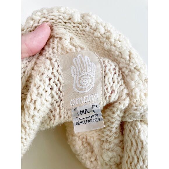 Amano Cream Chunky Knit Wool Sweater Button Cardigan Vintage Medium Large - Picture 9 of 10